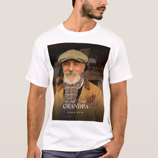 Camiseta Best Ever Grandpa Since 20XX Simple Photo Basic (Anverso)