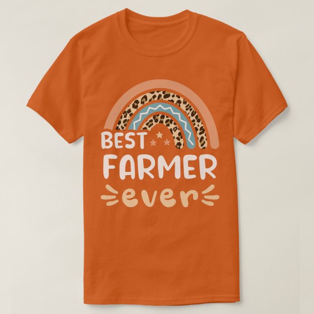 Camiseta Best farmer ever Leopard Rainbow Mom  (Diseño del anverso)