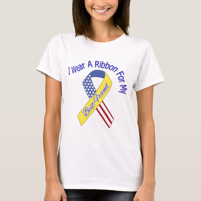 Camiseta Best Friend - I Wear A Ribbon Military Patriotic (Anverso)
