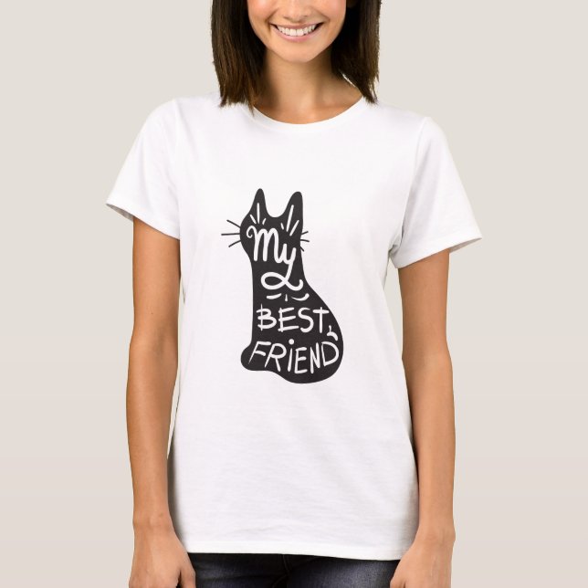 Camiseta Best Friend Is My Cat Funny Black Cat Quote  (Anverso)
