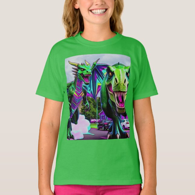 Camiseta Best Friends - Dragon and Dinosaur Walking (Anverso)