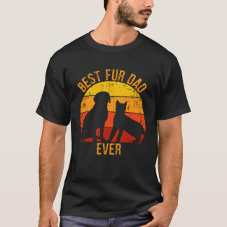 Camiseta Best Fur Dad Ever Vintage Retro Dog and Cat Owner 