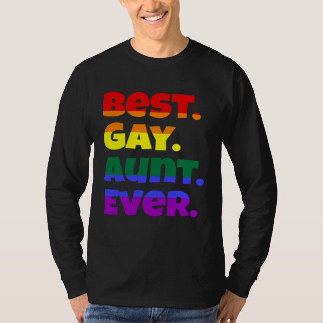 Camiseta Best Gay Aunt Ever LGBTQ Gay Pride Flag Month Rain (Anverso)