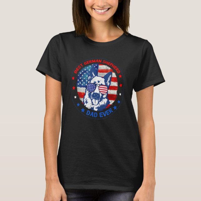 Camiseta Best German Shepherd Dad Ever American Flag Dog Fa (Anverso)
