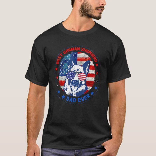 Camiseta Best German Shepherd Dad Ever American Flag Dog Fa (Anverso)