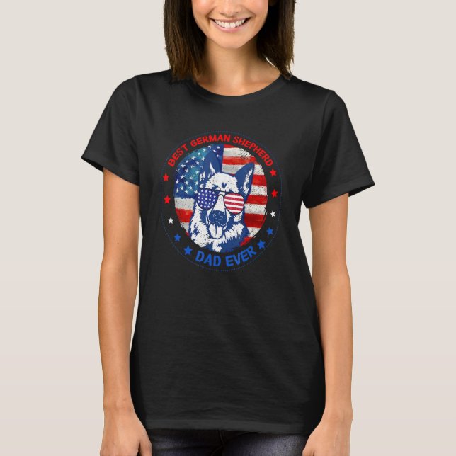 Camiseta Best German Shepherd Dad Ever American Flag Dog Fa (Anverso)