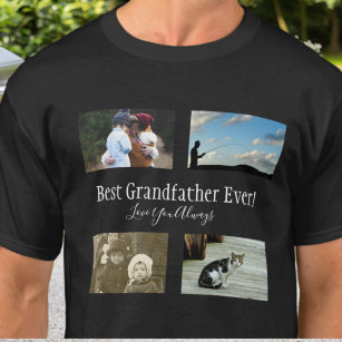 Camiseta Best Grandfather Ever Photo Collage White Script
