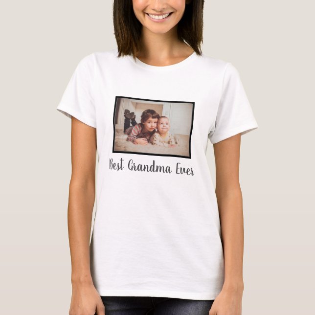 Camiseta Best grandma ever family custom photo white (Anverso)