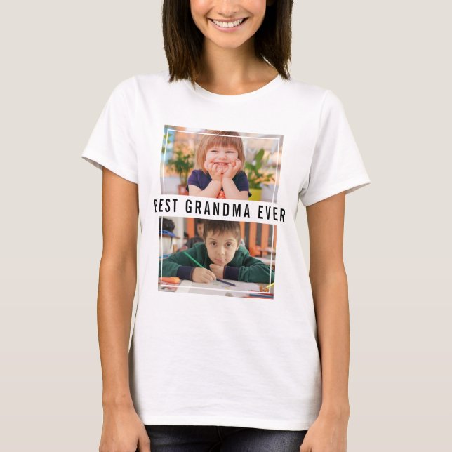 Camiseta Best Grandma Ever Grandchildren 2 Photo Collage  (Anverso)