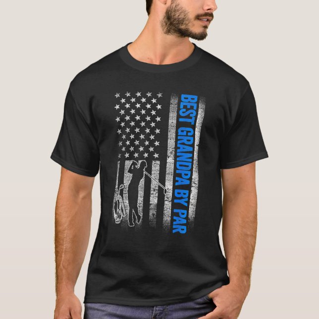 Camiseta Best Grandpa By Par  Golf US American Flag Father  (Anverso)