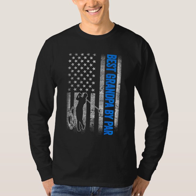 Camiseta Best Grandpa By Par  Golf US American Flag Father  (Anverso)
