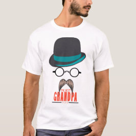 Camiseta best grandpa chapeau melon moustache lunette papy
