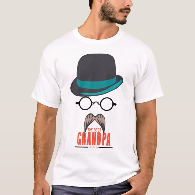 Camiseta best grandpa chapeau melon moustache lunette papy  (Anverso)