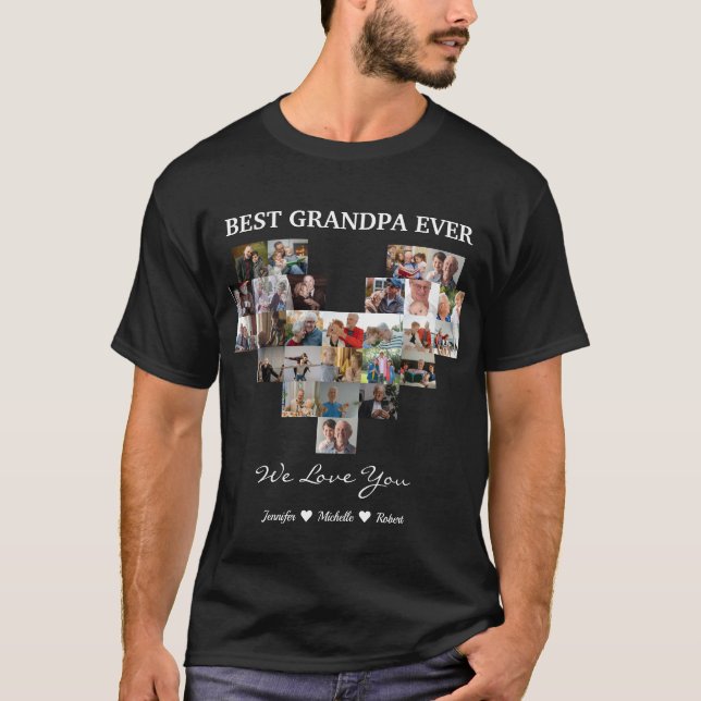 Camiseta Best Grandpa Ever Custom Photos Grandchildren Name (Anverso)