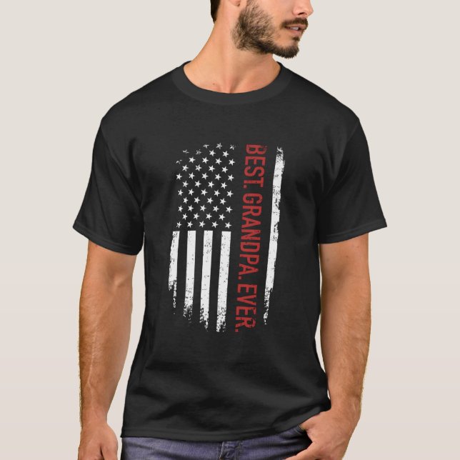 Camiseta Best Grandpa Ever With Us American Flag Father'S D (Anverso)