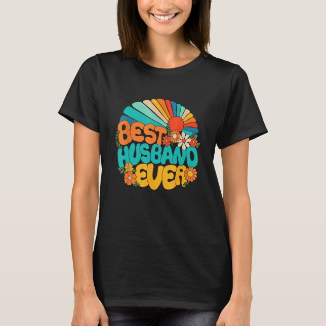 Camiseta Best Husband Ever Retro Groovy 70s Fathers Day Hub (Anverso)