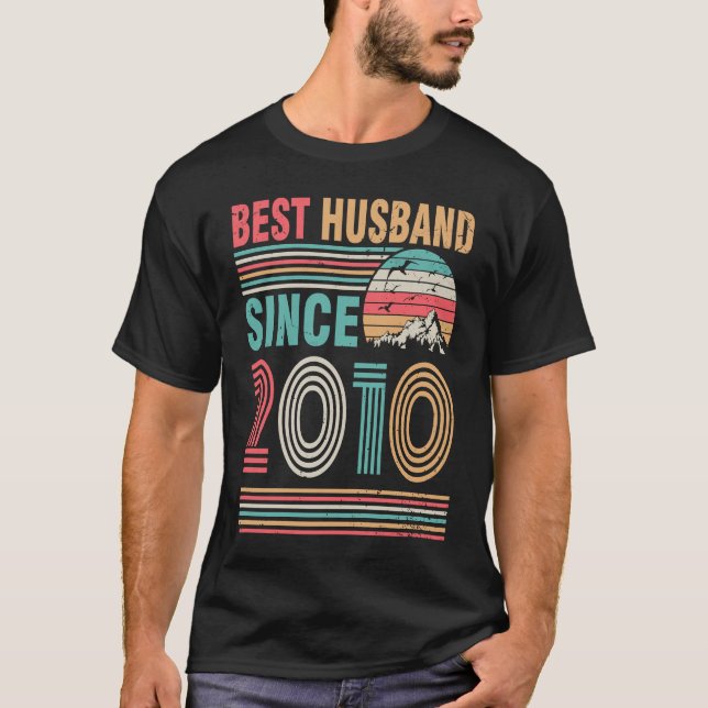 Camiseta Best Husband Since 2010 Happy Wife Bride Groom Wed (Anverso)
