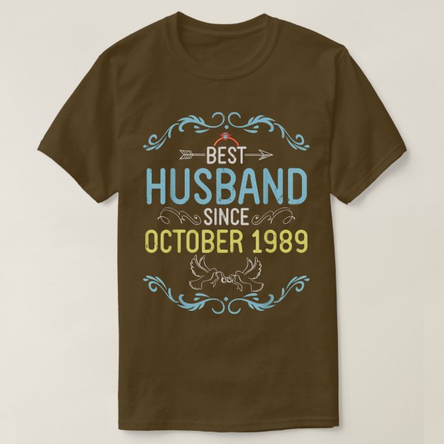 Camiseta Best Husband Since October 1989 Happy Marry Weddin (Diseño del anverso)