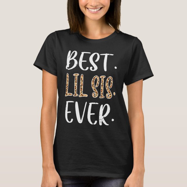 Camiseta Best Lil Sis Ever Costume Little Sister  Leopard (Anverso)