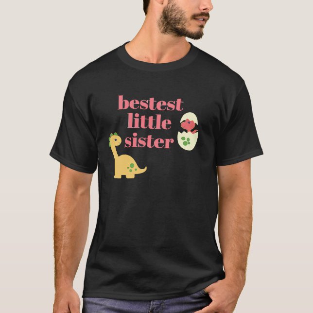 Camiseta Best little sister cute dinosaur rex family graphi (Anverso)