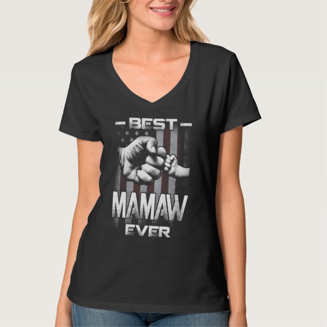 Camiseta Best Mamaw Ever Fist bump USA Flag Mother's Day (Anverso)
