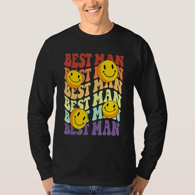 Camiseta best man retro smile face wedding celebration bach (Anverso)