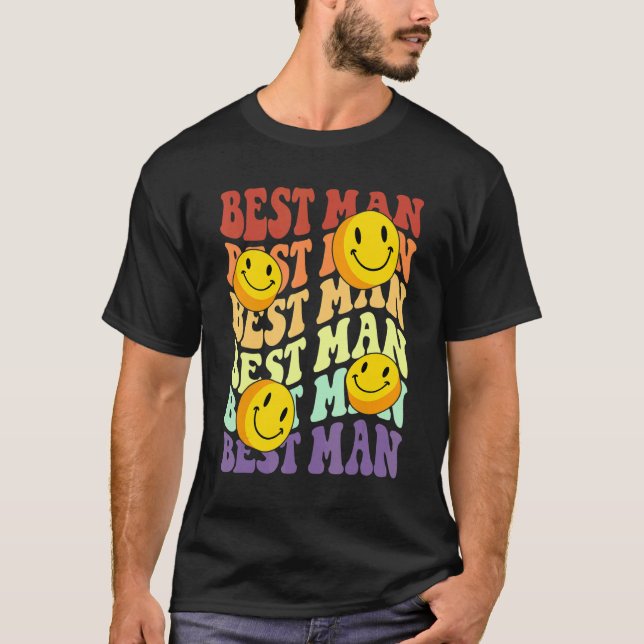 Camiseta best man retro smile face wedding celebration bach (Anverso)