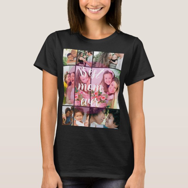 Camiseta Best Mom Ever 9 Photo Collage Personalized Mothers (Anverso)
