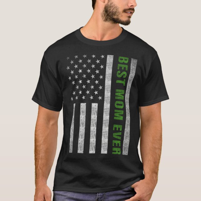 Camiseta Best Mom Ever Military Mom Thin Green Line (Anverso)