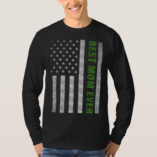 Camiseta Best Mom Ever Military Mom Thin Green Line (Anverso)