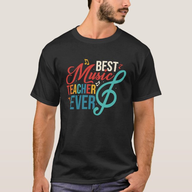 Camiseta Best Music Teacher Ever Education Notes Instrument (Anverso)