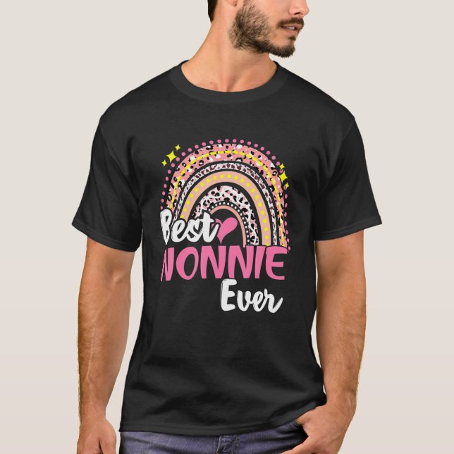 Camiseta Best Nonnie Ever Funny Pink Leopard Rainbow Mother (Anverso)