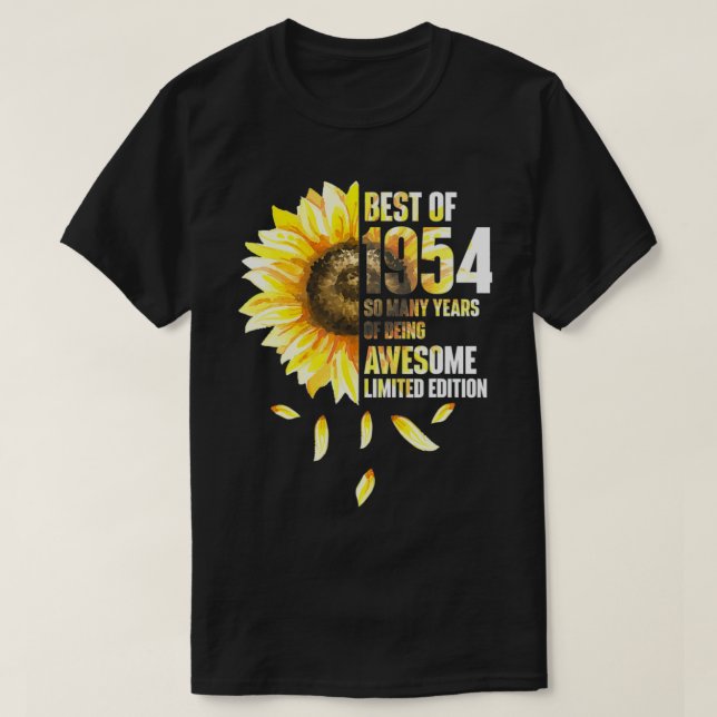 Camiseta Best Of 1954 Sunflower Year Of Birth Birthday  (Diseño del anverso)
