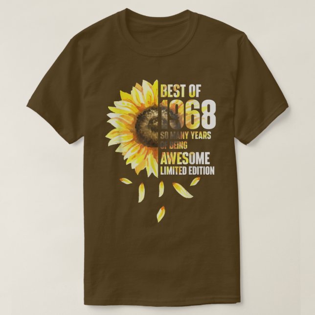 Camiseta Best Of 1968 Sunflower Year Of Birth Birthday  (Diseño del anverso)