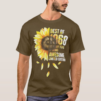Camiseta Best Of 1968 Sunflower Year Of Birth Birthday 