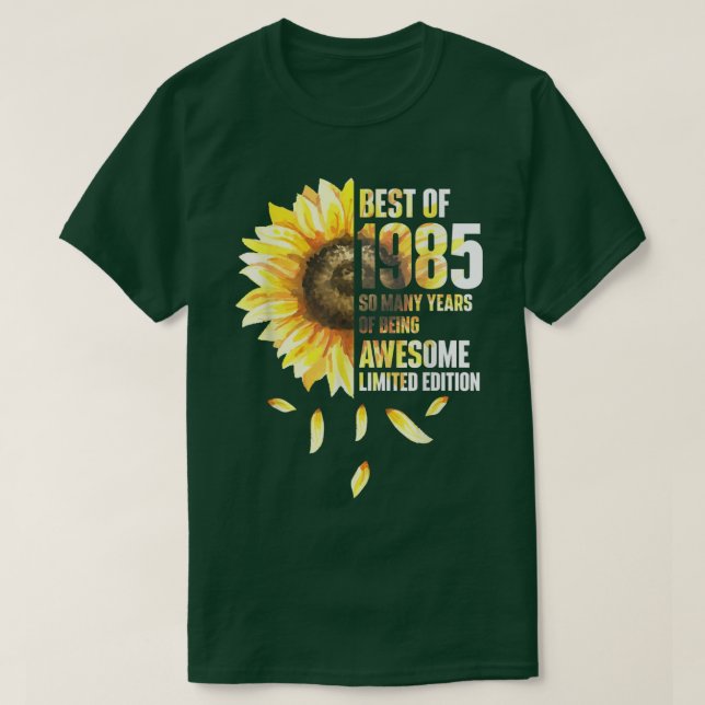 Camiseta Best Of 1985 Sunflower Year Of Birth Birthday  (Diseño del anverso)