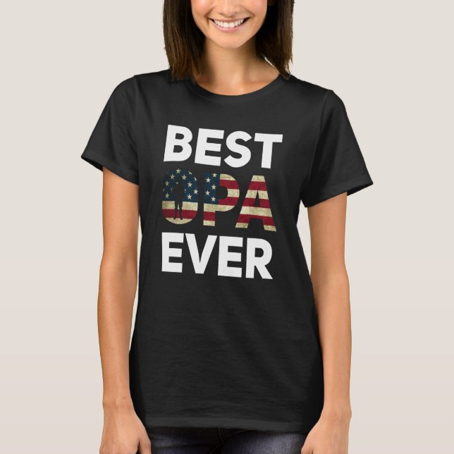 Camiseta Best Opa Ever American Flag German Veteran Grandpa (Anverso)