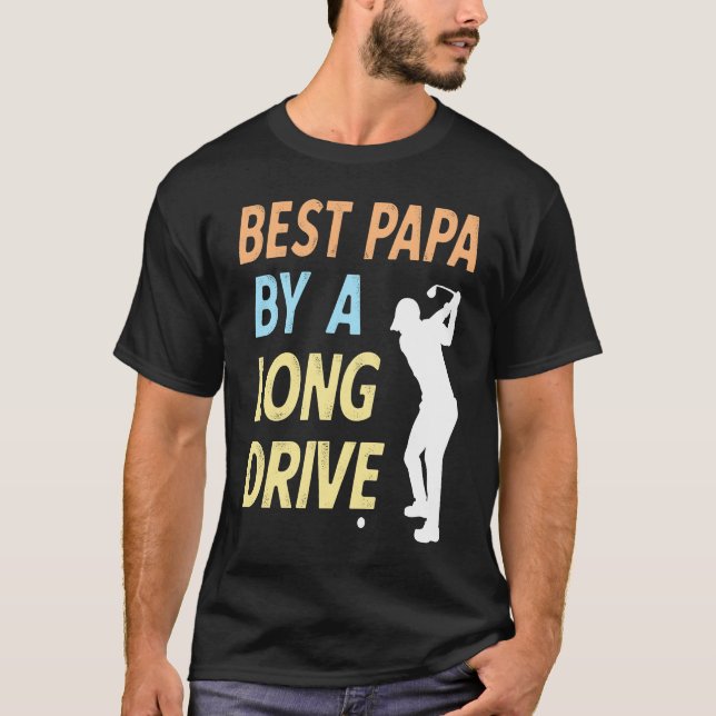 Camiseta Best Papa by a Long Drive Funny Golf Family Grandp (Anverso)