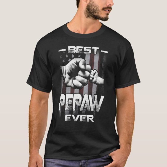 Camiseta Best Pepaw Ever Fist bump USA Flag Father's Day (Anverso)