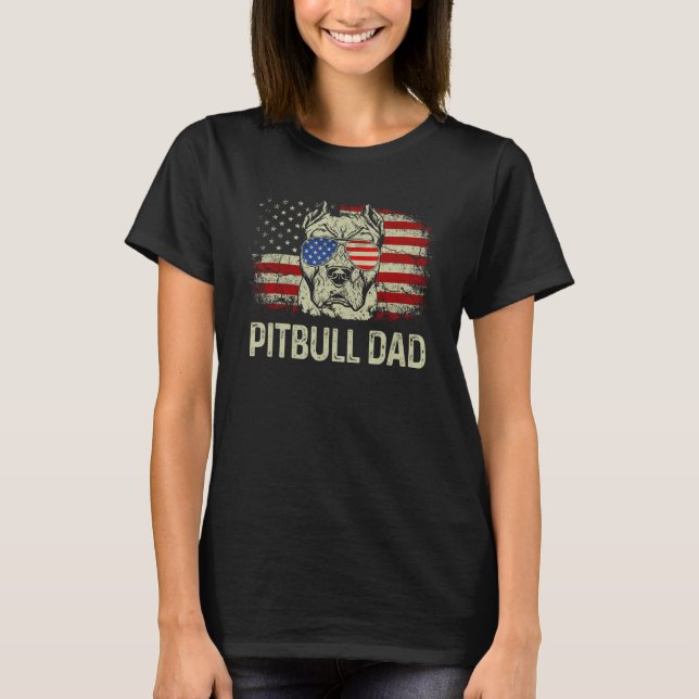 Camiseta Best Pitbull Dad Ever American Flag 4th Of July (Anverso)