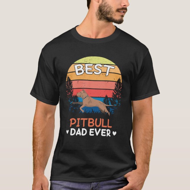 Camiseta Best Pitbull Dad Ever Retro Vintage (Anverso)