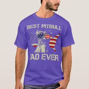 Camiseta Best Pitbull Dad Ever Vintage American Flag 4th Of