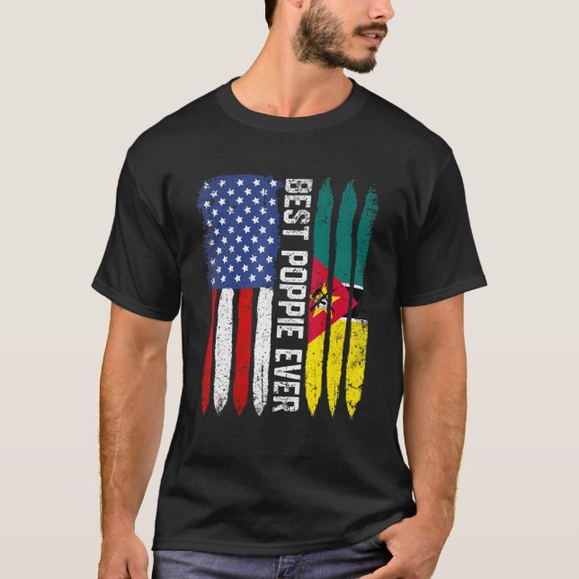 Camiseta Best Poppie Ever Us Mozambique Flag Father's Day (Anverso)