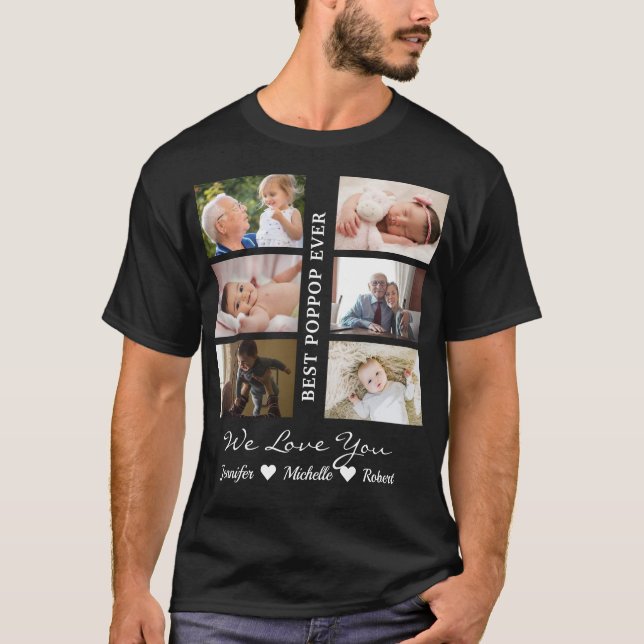 Camiseta Best Poppop Ever Custom Photos Grandchildren Name (Anverso)