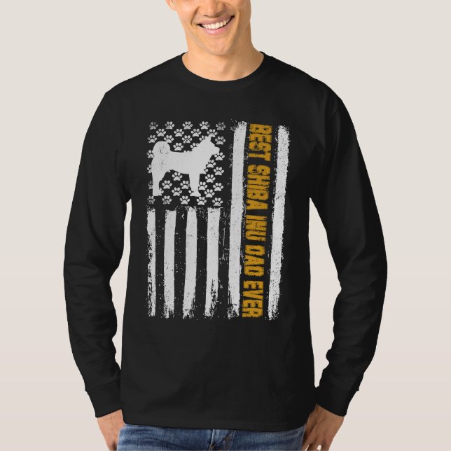 Camiseta Best Shiba Inu Dog Dad Ever American Flag (Anverso)