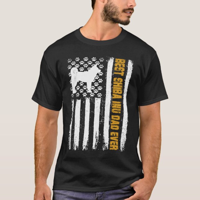 Camiseta Best Shiba Inu Dog Dad Ever American Flag (Anverso)