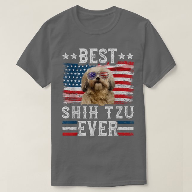 Camiseta Best Shih Tzu Ever American Flag 4th Of July  (Diseño del anverso)