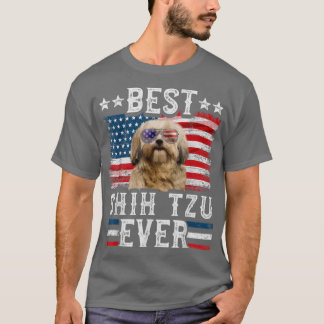 Camiseta Best Shih Tzu Ever American Flag 4th Of July 