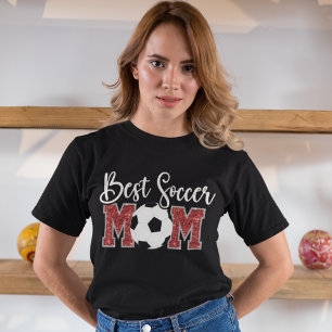Camiseta Best Soccer Mom cute bright Red text