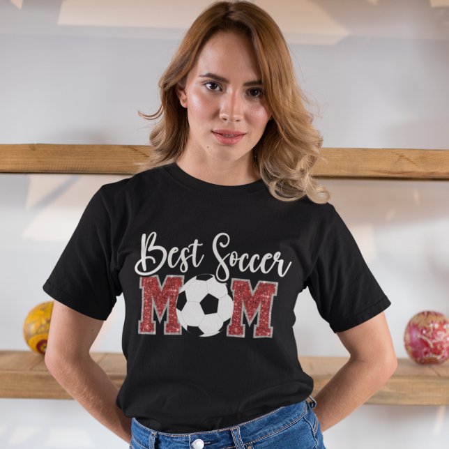 Camiseta Best Soccer Mom cute bright Red text (Subido por el creador)